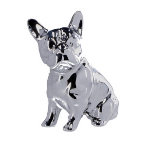 Figurina Catelus ceramica argintie 22 x 11,5 x 26,5 cm