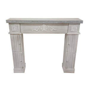 Masca decorativa semineu lemn gri alb 120 x 23,5 x 101 cm