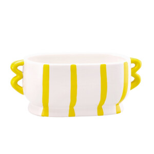 Ghiveci flori dolomit galben alb 30 x 14,5 x 13 cm