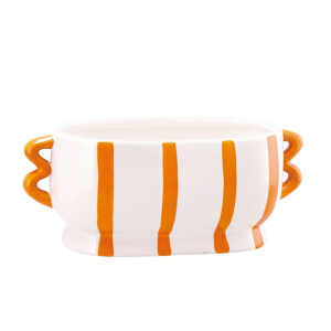 Ghiveci flori dolomit portocaliu alb 30 x 14,5 x 13 cm