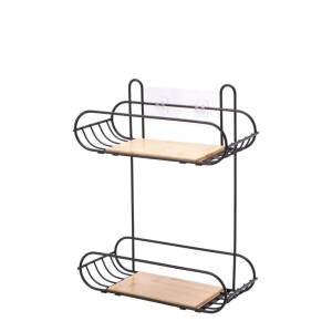 Etajera 2 polite fier bambus 28 x 11 x 33,5 cm