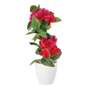 Bujori artificiali rosii in ghiveci 13,5 x 43 cm