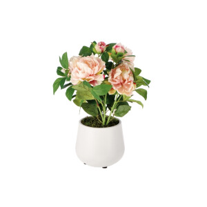 Bujori artificiali roz somon in ghiveci 19 x 52 cm