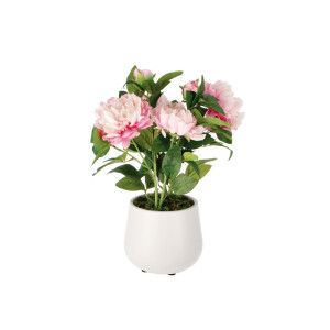 Bujori artificiali roz in ghiveci 19 x 52 cm