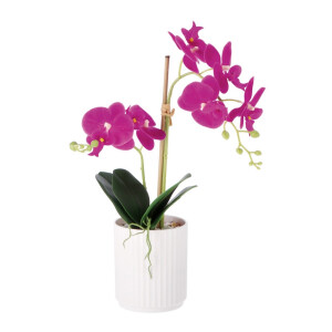 Orhidee artificiala roz fucsia in ghiveci  11 x 44 cm