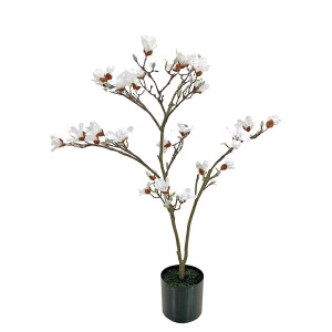Magnolie alba artificiala in ghiveci  15 x 90 cm