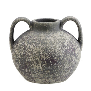 Vaza flori teracota negru bej 20 x 17 cm