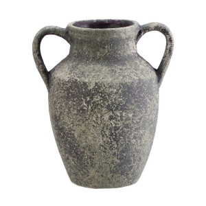 Vaza flori teracota neagra bej 17,5 x 25 cm