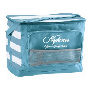 Geanta termoizolanta textil albastru alb 44 x 30 x 36 cm, 40 L