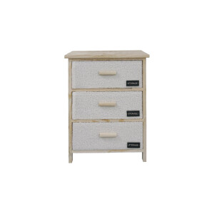 Comoda lemn maro textil bej negru  40 x 29 x 58 cm