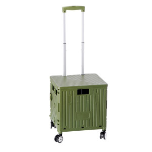 Carucior cumparaturi, pliabil cu roti, plastic verde 40 x 33,5 x 42 cm
