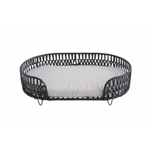 Pat animale plastic negru perna textil gri 75 x 49 x 18 cm