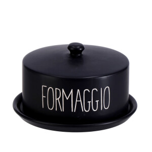 Platou cu capac servire branzeturi ceramica neagra alba 21 x 12 cm