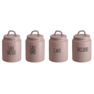 Set 4 borcane depozitare ceramica maro neagra 13,5 x 21 cm