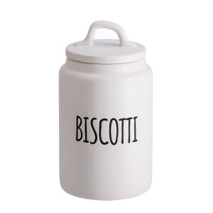 Borcan depozitare ceramica alba neagra Biscotti 13,5 x 24,5 cm