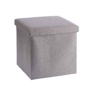 Taburet cu spatiu depozitare, pliabil, textil gri 38 x 38 x 38 cm