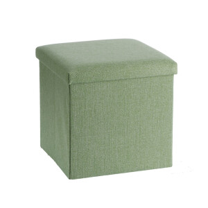 Taburet cu spatiu depozitare, pliabil, textil verde 38 x 38 x 38 cm