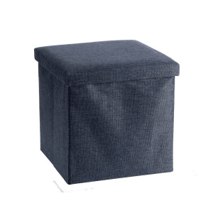 Taburet cu spatiu depozitare, pliabil, textil gri petrol 38 x 38 x 38 cm