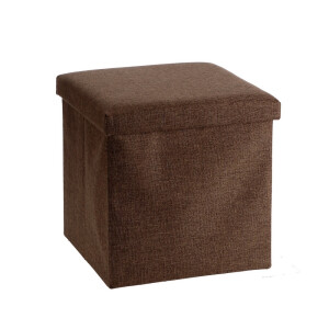 Taburet cu spatiu depozitare, pliabil, textil maro Amely 38 x 38 x 38 cm