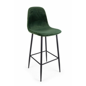 Set 2 scaune bar otel negru catifea verde Irelia 46x39x103 cm
