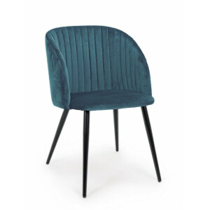 Set 2 scaune catifea albastra Queen 53x57x81.5 cm