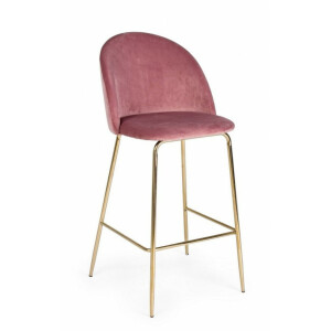 Set 2 scaune bar otel auriu catifea roz Carry 51x55x105x74 cm