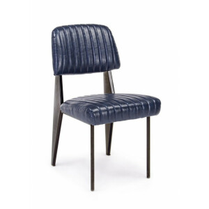 Set 2 scaune piele ecologica albastra Nelly 60x59x84 cm