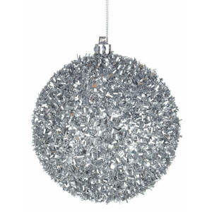 Set 24 ornamente brad Craciun argintiu 10 cm
