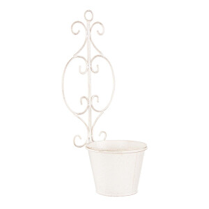 Suport fier forjat alb patinat suspendabil 1 ghiveci 16x20x47 cm