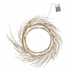 Coronita Craciun metal auriu 24 leduri 60x10 cm