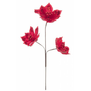 Set 3 flori artificiale rosii Magnolia 15x74 cm