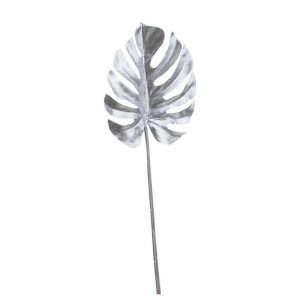 Set 12 frunze artificiale argintii Philodendron 27x70 cm