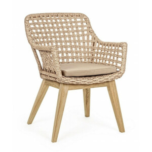 Set 2 scaune lemn maro textil crem Madison 46x46x82 cm
