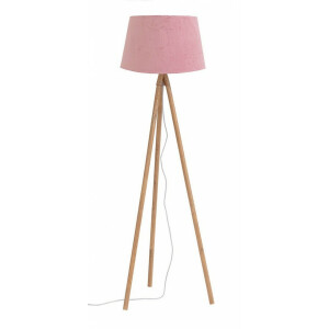Lampadar lemn si velur roz Wallas 52x152 cm