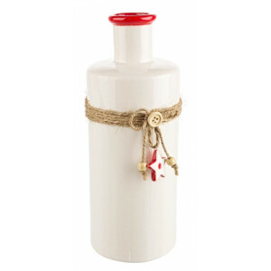 Vaza flori ceramica alba rosie 10.8x10x24.4 cm