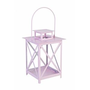 Felinar metal roz Flaies 17x17x25 cm