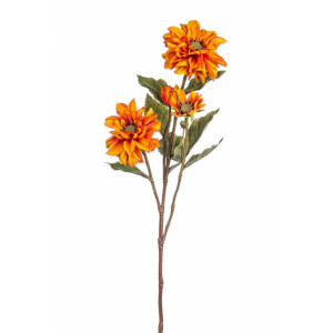 Set 12 Crizanteme artificiale portocaliu verde 24x91 cm