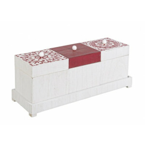 Set 2 cutii bijiterii lemn alb rosu Barcelona 34.5x12.5x14.5 cm