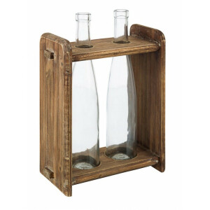 Vaze sticla cu suport lemn 24x11x31 cm