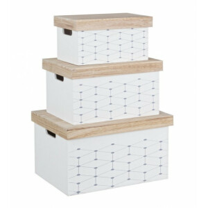 Set 3 cutii depozitare lemn Alveare 30x19x16 cm, 36x25x20 cm, 42x31x24 cm