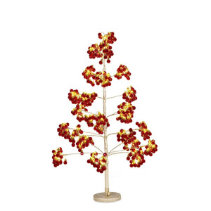 Copac decorativ rosu auriu cu leduri Glint Ø42×90h