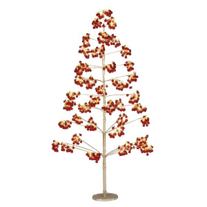 Copac decorativ rosu auriu cu leduri Glint Ø70×150h