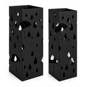 Set 2 suporturi umbrele otel negru Drizzle 15.5x15.5x49 cm, 18x18x49 cm