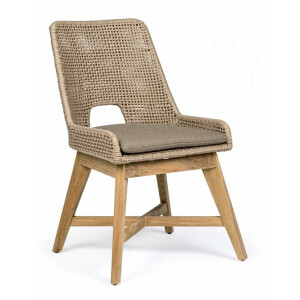 Set 2 scaune lemn maro textil bej Hesperia 50x68x86 cm