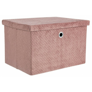 Set 4 cutii depozitare velur roz Averill 40x30x25 cm
