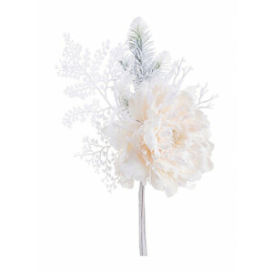 Set 10 flori artificiale Peonia alb bej 22x11x52 cm