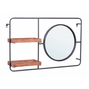Oglinda perete otel negru lemn maro Reflector 74x15x47 cm
