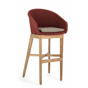 Set 2 scaune bar lemn maro textil rosu Coachella 56x57x110 cm