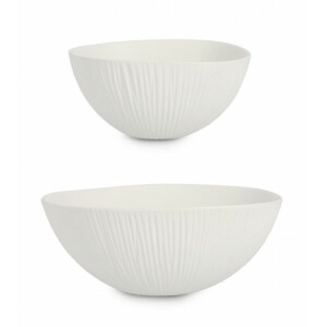 Set 2 boluri decorative ceramica alba 22x21x10.5 cm, 28.5x27.5x11 cm