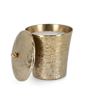 Lumanare in borcan aluminiu auriu Lathe Ø15x15h